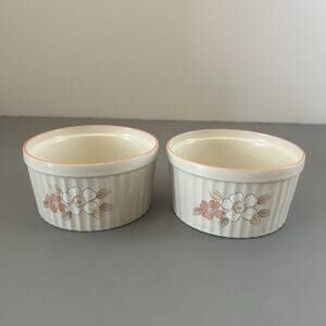 Chantilly Stoneware Fleur De Lune Ramekins Made in Japan Set of 2